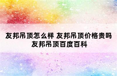 友邦吊顶怎么样 友邦吊顶价格贵吗 友邦吊顶百度百科